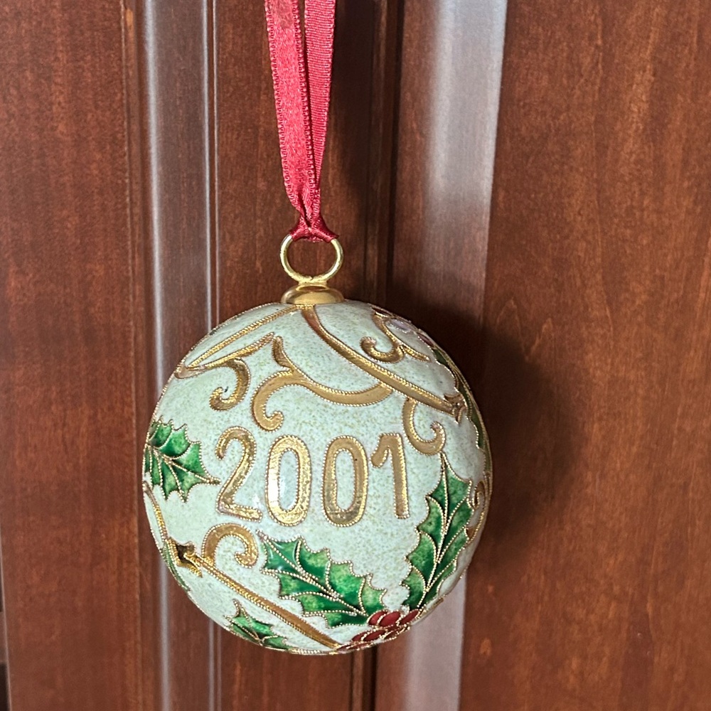 Bombay Company Vintage Cloisonné Christmas Tree Ornament 2001